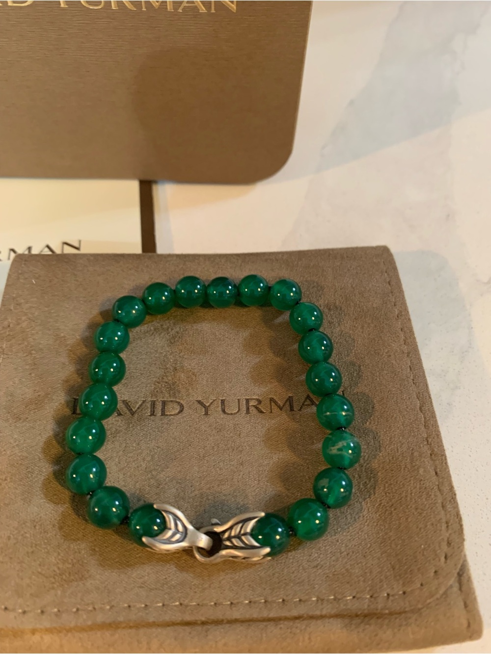 David Yurman Emerald Green Bead Bracelet with Sterling Clasp. Brand new in box. - Picture 2 of 3